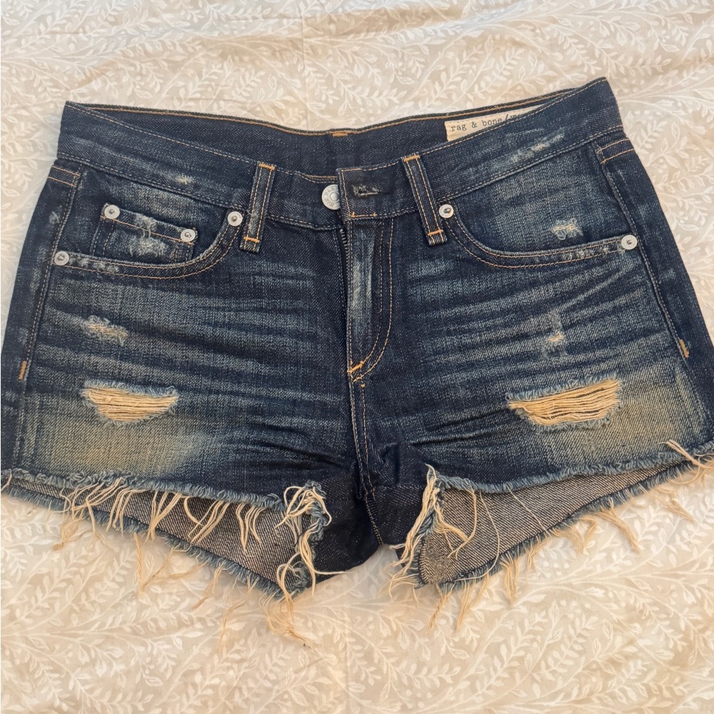 Rag & Bone Cut Off Distressed Denim Shorts Sz 24